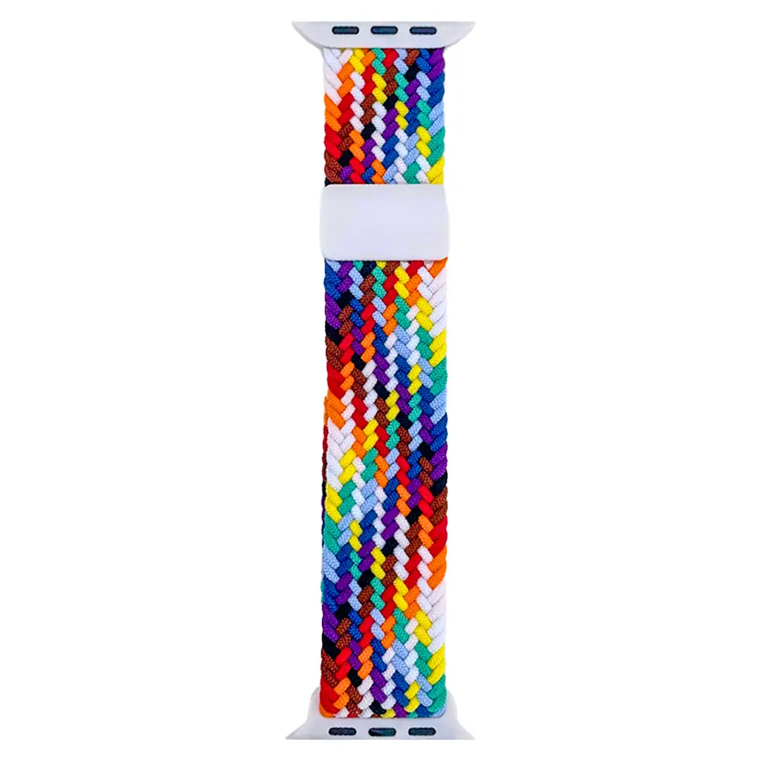 Apple Watch Band Weaving Rainbow Colors White 38/40/41